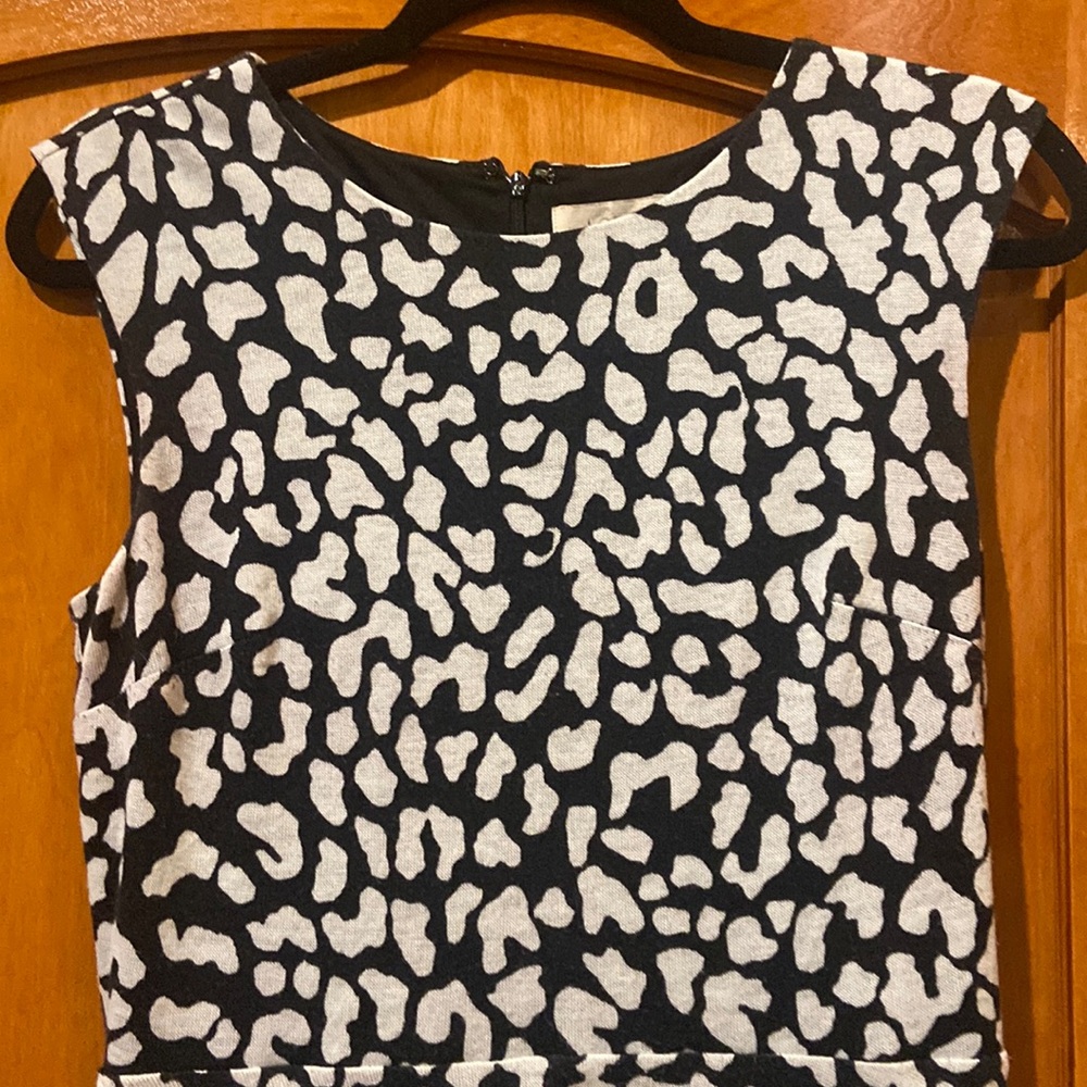 Loft Outlet Black White Animal Print A-Line Sleeveless Dress Medium
